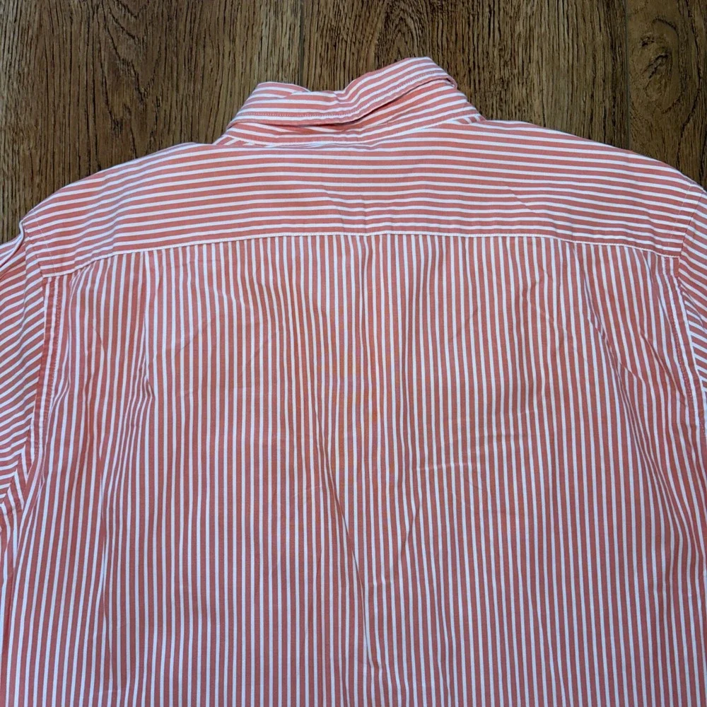 J Crew Mens L Casual orange white stripe 100% Cotton Button Down Shirt‎ Woven